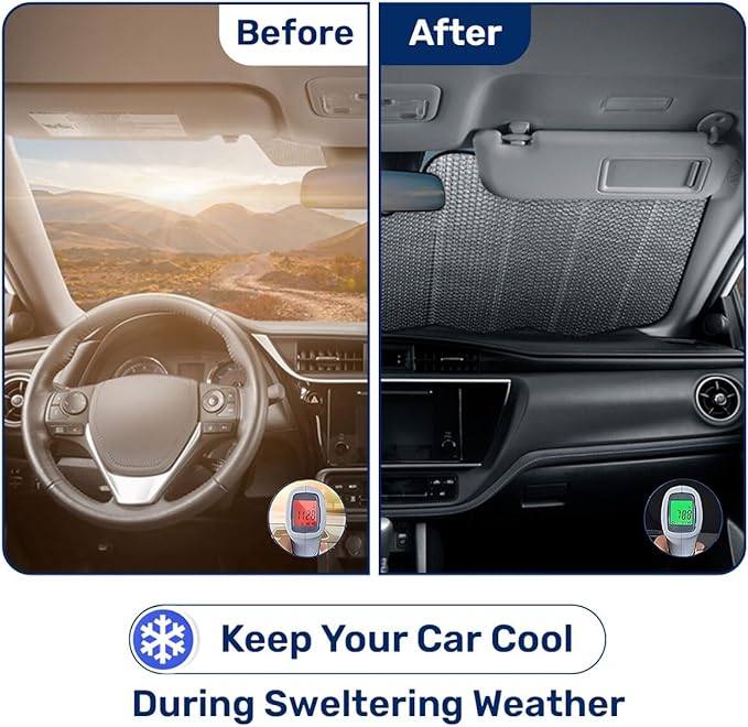 GENANY Cute Otter Windshield Sun Shade for Car SUV Truck (55x30 Inches), Sun Shade Windshield, Shades for Front Windows, Protector Blocks UV, Car Decor