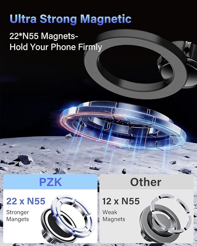 PZK Car Phone Holder for Hyundai Elantra 2021-2025 2026 SE/SEL/Sport/Limited/N Line Accessories Custom 8-Inch/10.25-Inch Screen Car Phone Mount Compatible with Magsafe 360° Rotating Extension Rod