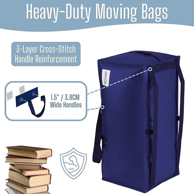VENO 6 Pack Heavy Duty Moving Bags with Backpack Straps, Zippers & Handles, Extra Large Packing Bags for College Dorm Essentials, Moving Supplies Alternative to Cardboard Moving Boxes