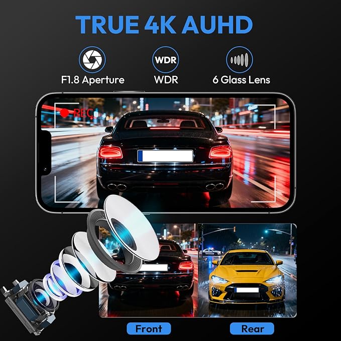 4K Dash Cam for 2024 2025 2026 Toyota Grand Highlander XLE Limited Platinum (AS10),OEM-Style,UHD 2160P Video, Built-in WiFi & APP, Loop-Recording,G-Sensor,Plug & Play,64GB Card