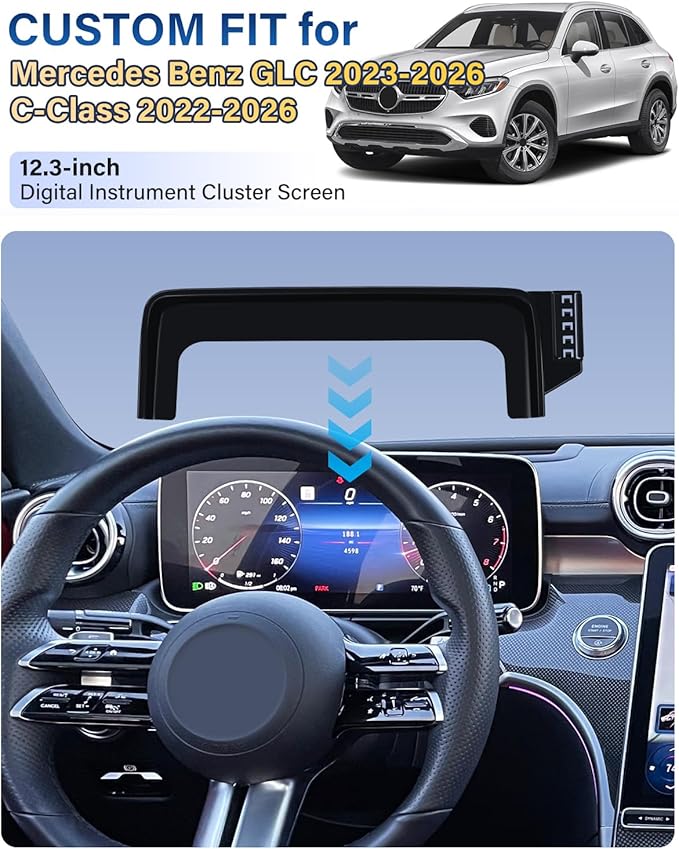 SKYLOTEC Phone Mount for Mercedes Benz GLC 2023-2026 C-Class 2022-2026, Magnets Wireless Charger Phone Holder Compatible with MagSafe, 12.3-inch Screen Cradles Bracket for Cell Phones