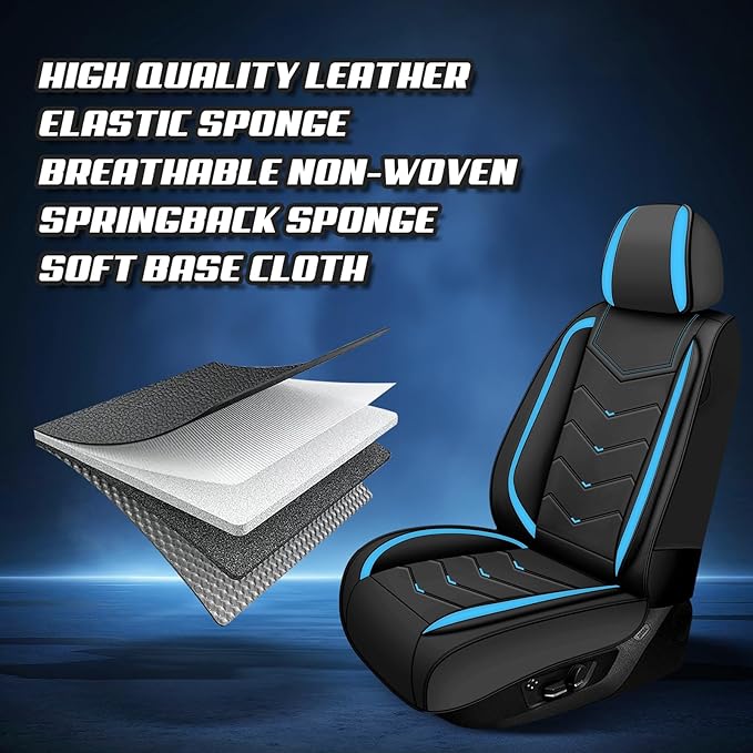 Car Seat Covers for Honda Accord 2000-2026, Premium Nappa Leather Car Seat Cover, Stylish Sport Seat Covers， Automobile Seat Cover Sets.(Luxury 5 Seats/Black Blue)