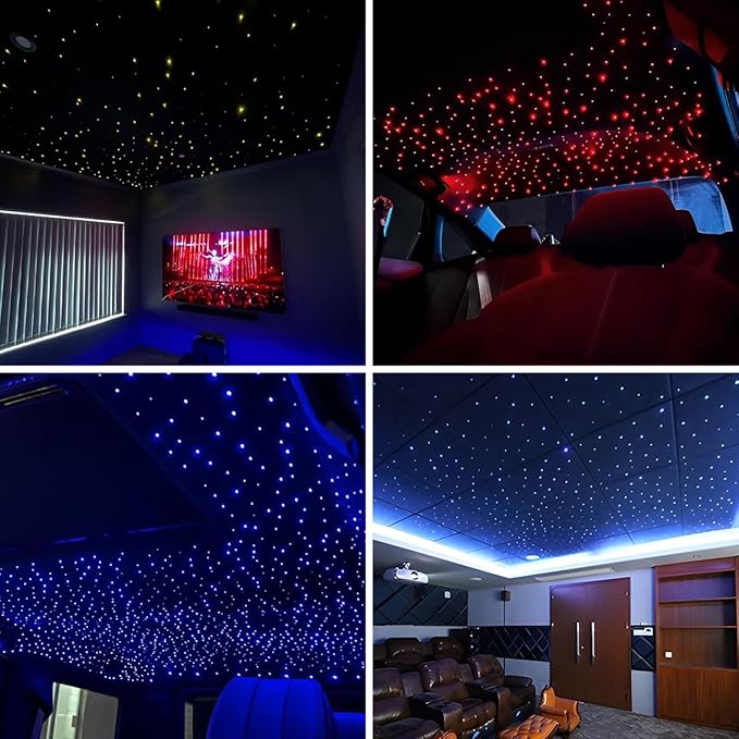 Small Size 6W RGBW APP Twinkle Shooting Star Fiber Optic Lights, Music Activated 150pcs*0.03in(6.5ft/2m) Optical Fiber Star Ceiling Light Kit for Car Starlight Headliner/Home