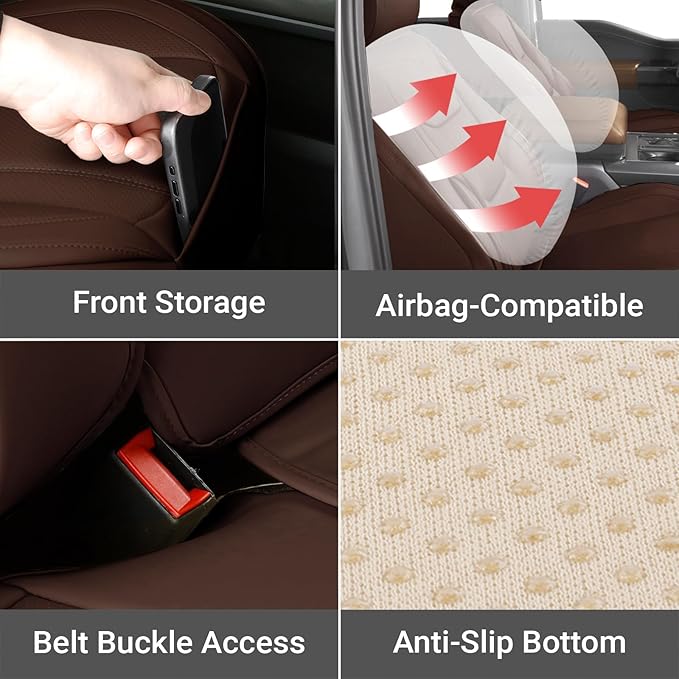 Coverland Custom Fit Car Seat Covers for SUV Compatible with [CX‑5, HR‑V, Passport, Escape, CX‑30, Bolt EUV, ASXa] Premium Waterproof Non-Slip Interior Seat Protector [Full Set Dark Brown -Chart X84]