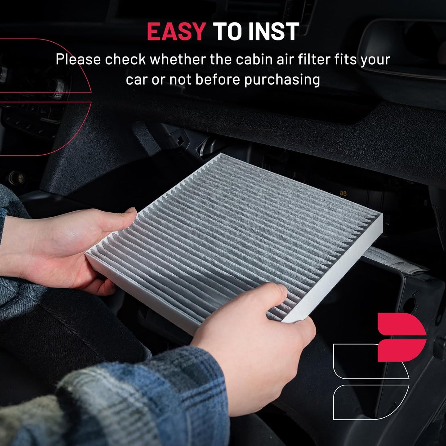 BDFHYK Cabin Air Filter with Activated Carbon Compatible with Ford Mustang 2005-2014, Replace# CF10370 4R3Z19N619AA