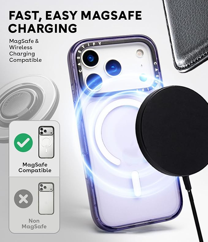 CASETiFY Impact iPhone 17 Case [Slim/Compatible with Magsafe / 8.2 ft. 4X Military Grade Drop Protection] - Flowers - Clear Black