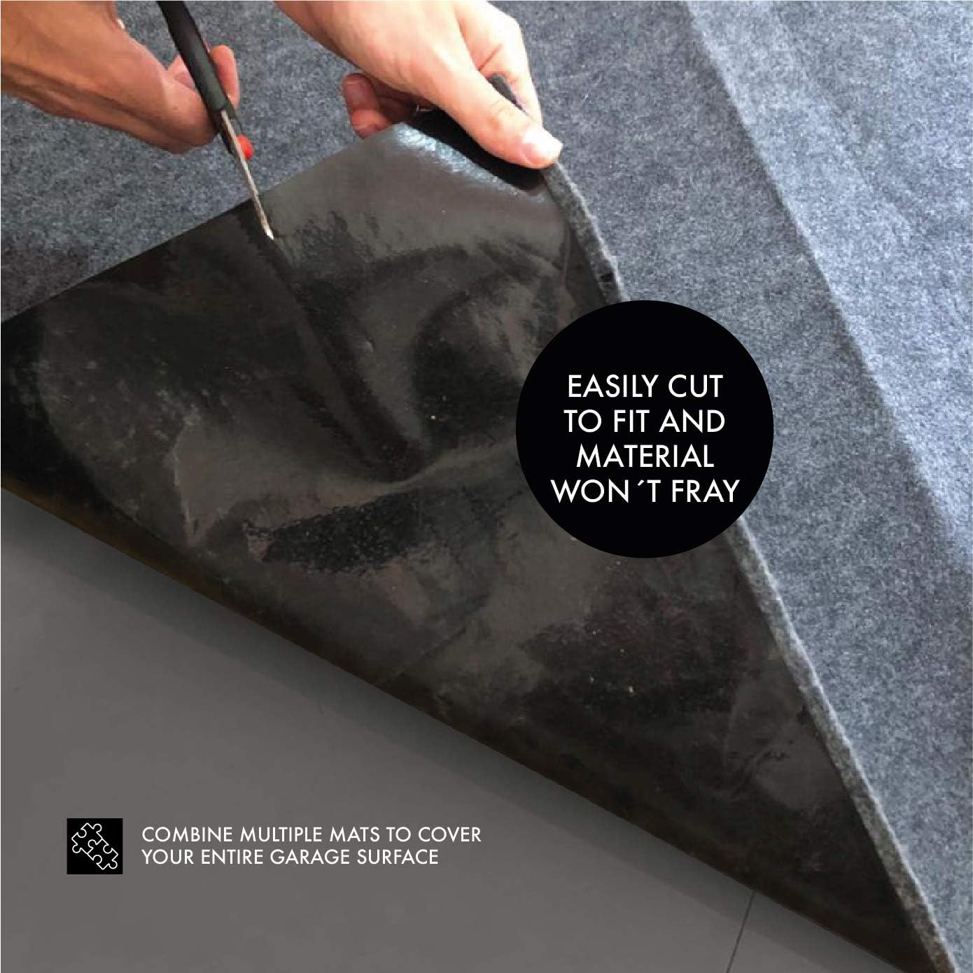 Large Garage Floor Mat, 2 Rolls (7.4’ x 8.4’ Each), Heavy Duty Waterproof Protector, Non-Slip Rubber Backing for Cars, Vehicles, Basements, and Home Gym