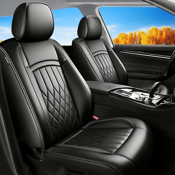 Fit for Santa Cruz Seat Covers Compatible with Hyundai Santa Cruz 2022-2026 - Waterproof Breathable Leather Automotive Seat Cushions Protector,Airbag Compatible,Only 2 front seat covers(Black)