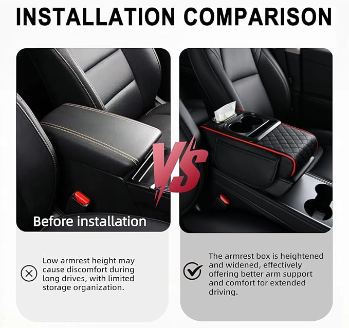Car Armrest Storage Box for Nissan Hardbody (D21) 1986–1997, Center Console Organizer with Side Pocket, Ergonomic Memory Foam Armrest Cushion, Car Elbow Support Pad,E Beige