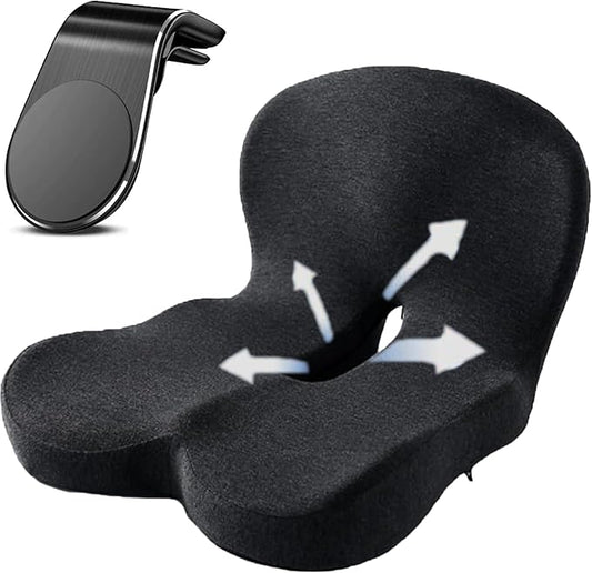 Back and Seat Cushion, Trucker Seat Cushions for Long Sitting, Car seat Cushion with Back Support, Seats Cushions for Lumbar Pain and Supporting The HIPS, Trucker Essentials (A)