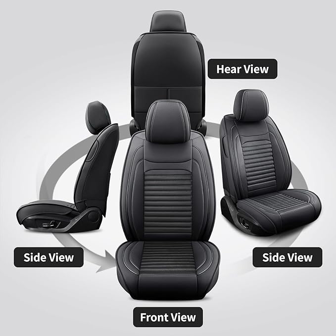 Front Seat Covers Fit for Toyota Avalon 2001-2022, Car Seat Covers Front Seats, Breathable Faux Leather Automotive Seat Covers Front Pair Anti-Slip Seat Cover(Black, Front)