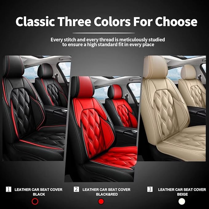 AOMSAZTO Car Seat Covers,2 Front Seats Custom Fit for Jeep Renegade 2015 2016 2017 2018 2019 2020 2021 2022 2023 2024 2025 Leather Car Seat Cushion Protector Airbag Compatible Waterproof Beige