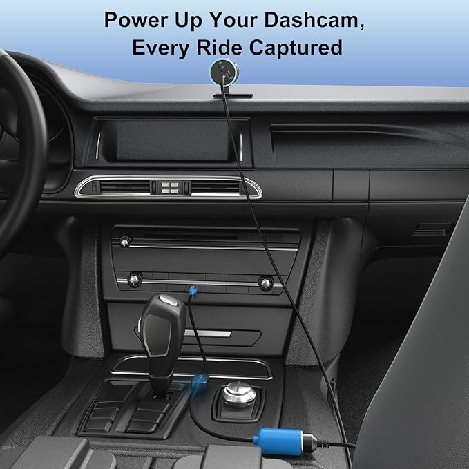 J&D USB C Male to 12V Car Cigarette Lighter Socket Female Converter Cable, 12V 18W Power Cable for Dash Cam, GPS, Car LED Light Strips, Blue, 3 ft
