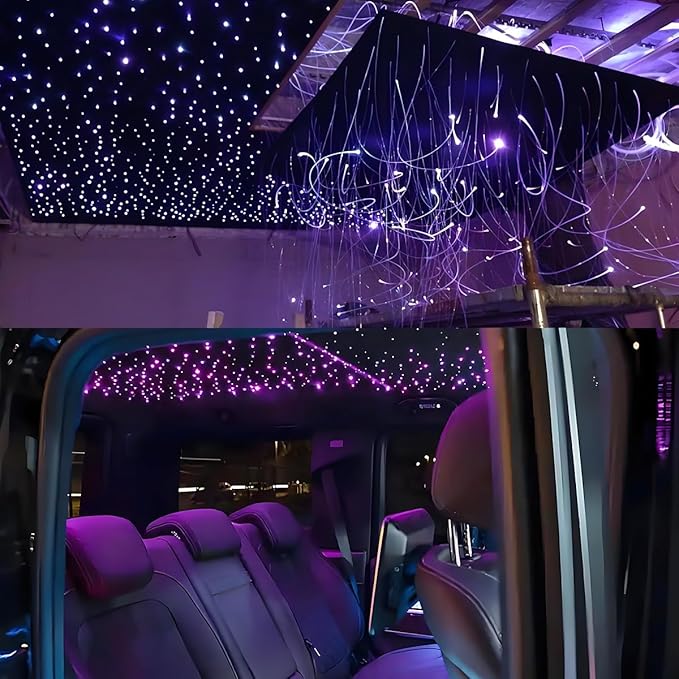 AKEPO Small Size 16W APP Twinkle Fiber Optic Lights, 650pcs 9.8ft/3m 0.03in Optical Fiber Music Activated Star Ceiling Light Kit for Car Truck Starlight Headliner/Home