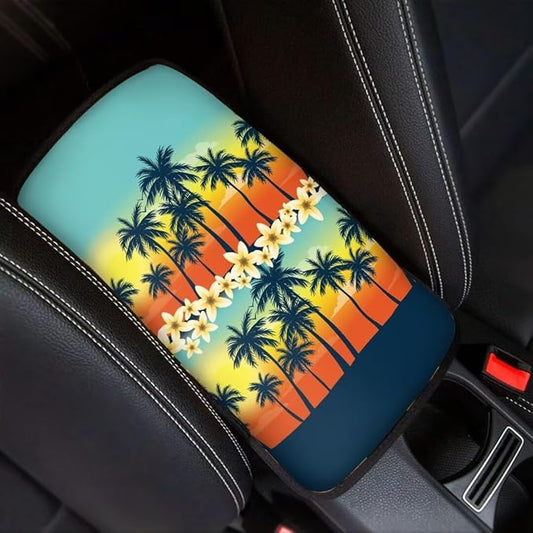 Coldinair Palm Tree Car Center Console Pad,Auto Interior Accessories Decoration,Auto Armrest Cover Protector for Most Vehicle, SUV, Truck, Car