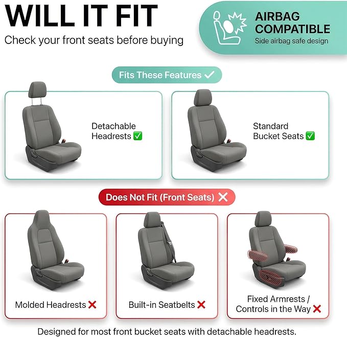 FH Group Automotive Car Seat Covers Full Set Premium 3D Air Mesh Front Seat Covers, Airbag Compatible & Split Bench Cover Universal Fit Interior Accessories for Cars Trucks and SUVs - Blue