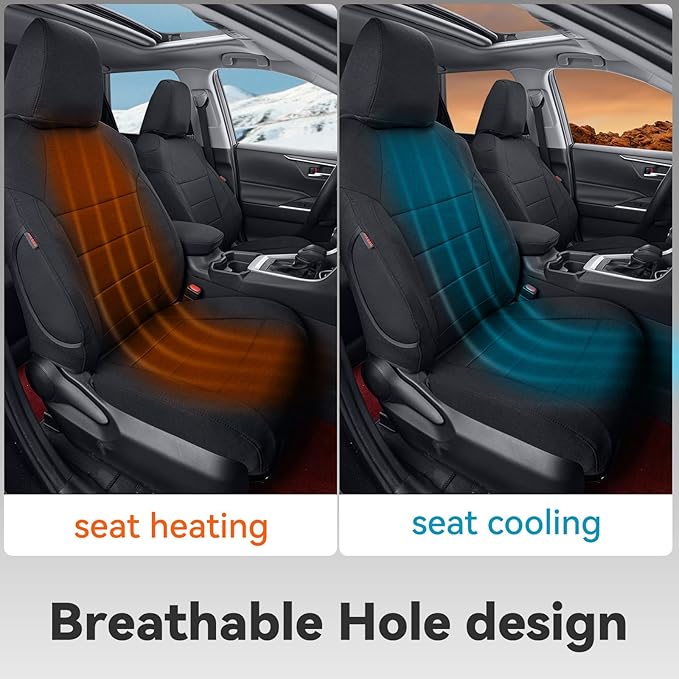 coverdream 2026 Rav4 Seat Covers Custom Fit for 2026 Toyota Rav4 Hybrid (SE,XSE) & PHEV GR Sport SUV,Full Set Polyester Car Seat Protector Black