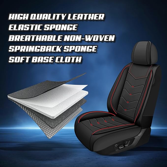 Car Seat Covers for KIA Sedona 2003-2021, Premium Nappa Leather Car Seat Cover, Stylish Sport Seat Covers， Automobile Seat Cover Sets.(Standard 5 Seats/Black)