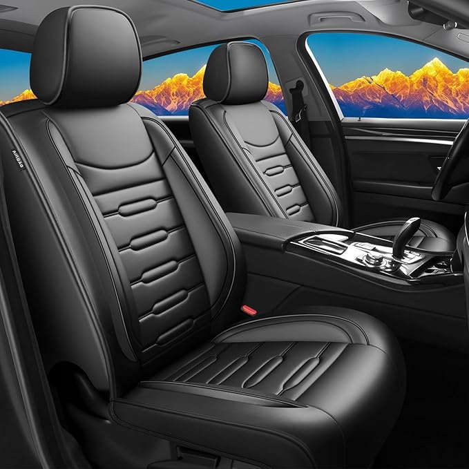 Fit Corolla Car Seat Covers for Toyota Corolla 2000-2024 2025 2026 - Upgraded Premium Waterproof & Breathable Leather, Airbag Compatible, All-Weather Seat Cushion Protector (Full Set, Black)