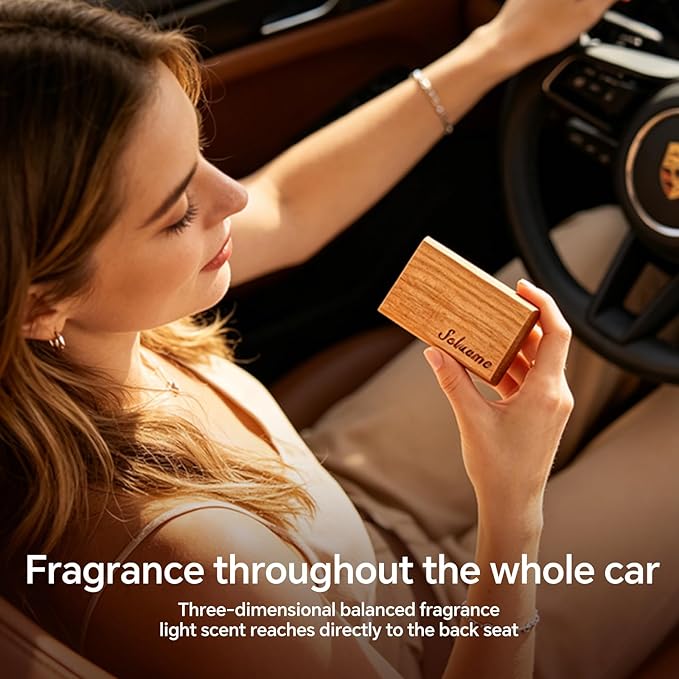 Car Air Freshener, Natural Wood Air Freshener Long Lasting, Car Air Freshener Diffuser with Metal Clip, Car Odor Eliminator, Magnetic Auto Accessories Amber