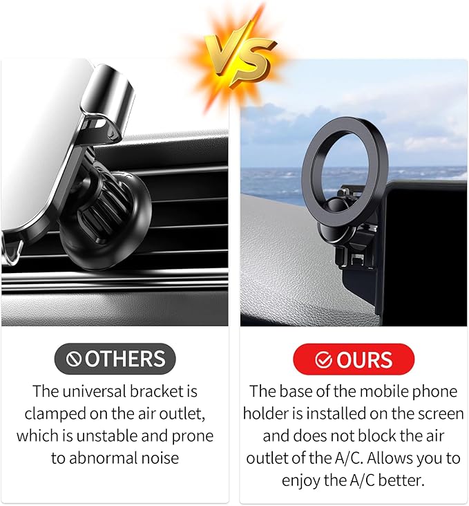 Car Phone Holder for Audi A4&S4 17-19 Accessories /Q5 18-20 / A5 18-19/7-inch Screen Fixed Clip, Phone Mount Compatible with MagSafe, 360° Rotation Cell Phone Holder