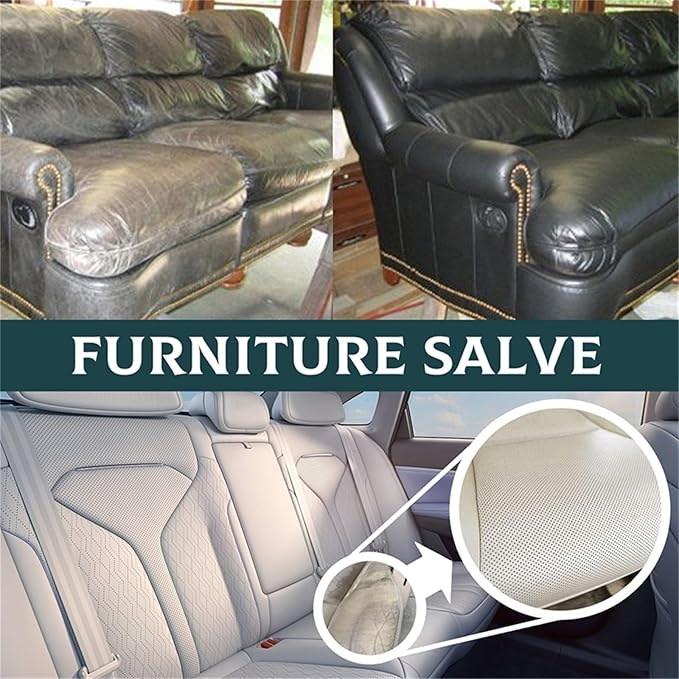 Leather Salve, 2025 Upgrade Leather & Wood Furniture Repair Salve with Brush, Furniture Salve for Leather Wood, Household Leather Upholstery Cleaners for Home, Easy to Apply (1pc)