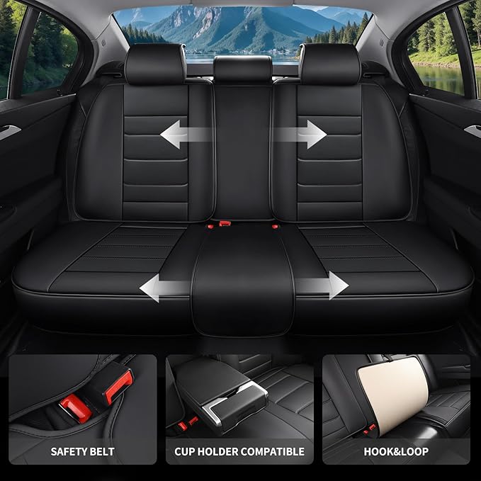 Car Seat Covers Full Set Custom Fit for Mercury Sable 1995-2009,Premium Faux Leather with Lumbar Support, Breathable, Anti-Slip & Soft Touch(Black,Fullset)