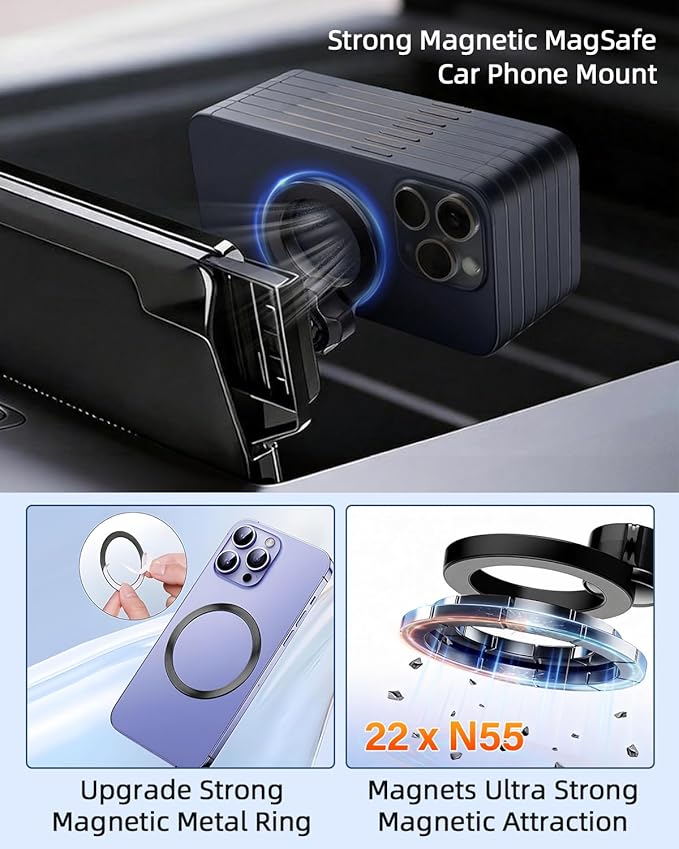 PZK Car Phone Holder for Hyundai Elantra 2021-2025 2026 SE/SEL/Sport/Limited/N Line Accessories Custom 8-Inch/10.25-Inch Screen Car Phone Mount Compatible with Magsafe 360° Rotating Extension Rod