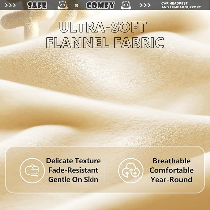 Cute Panda Car Neck Pillow & Lumbar Support Memory Foam Cushion for Driving Adjustable Headrest Waist Pillow for Most Seats (Brown, Headrest 2Pcs)