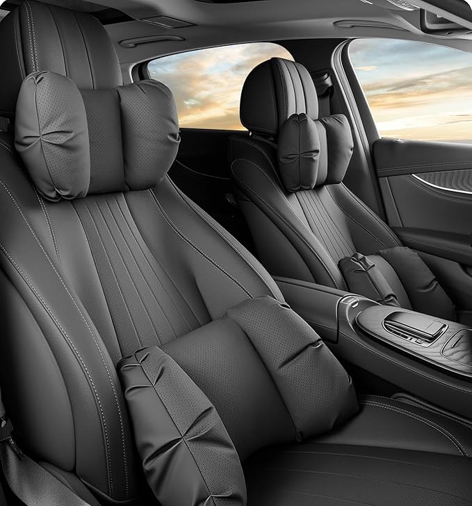 Car Neck Pillow & Lumbar Support for Porsche Cayenne Type 958.2 2015-2018 Ergonomic Breathable Mesh Auto Seat Back Cushion Headrest,Black-Lumbar Support