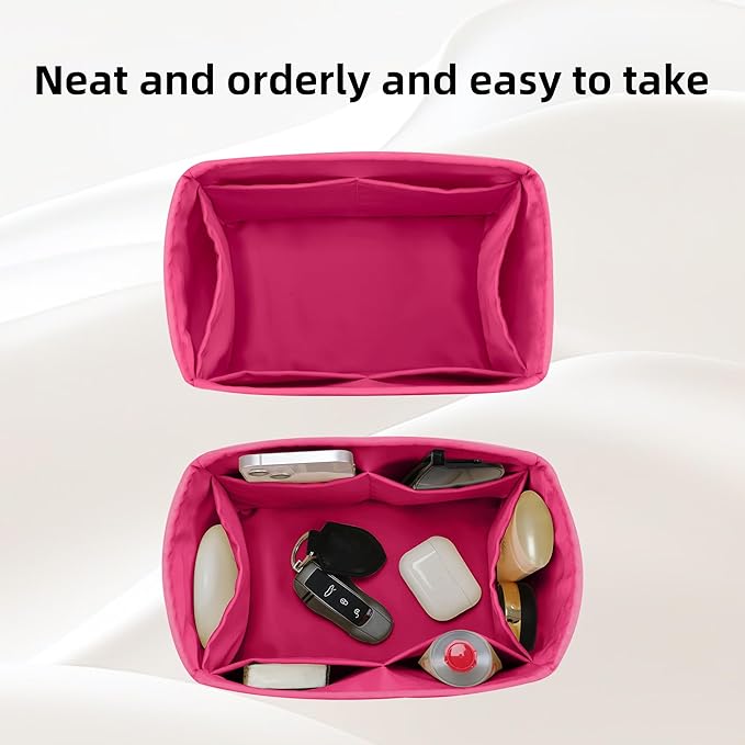 DGAZ Silk Purse Organizer Insert Fits LV Speedy 16/20/25/30/35/40/45 bags，Silky Smooth Bag Organizer，Luxury Handbag & Tote Shaper(Rose pourpre,SP25)