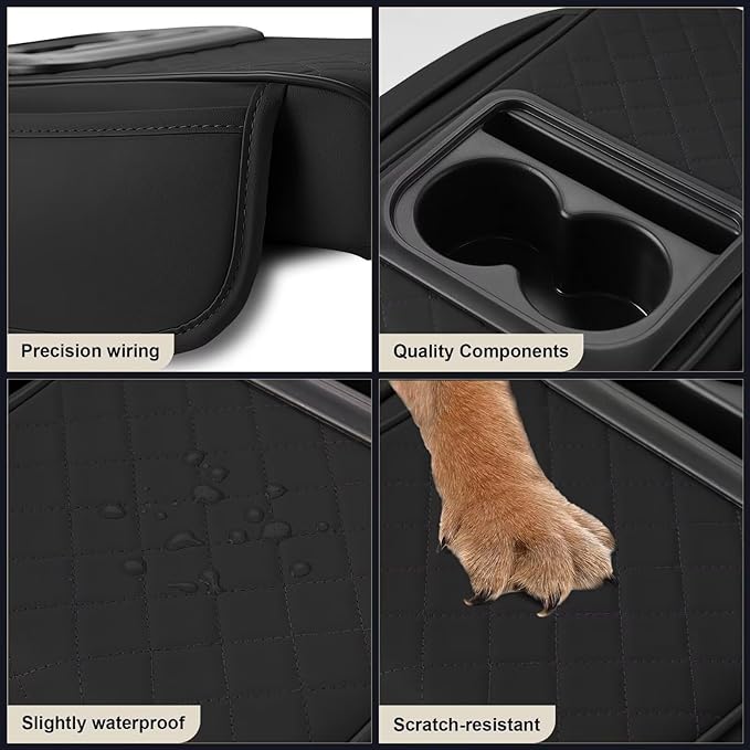 Center Console Cover Fit for Corolla Faux Leather Car Armrest Cushion with Storage Bags, Cup Holder ＆ Phone Storage Multifunctional Middle Console Cover(Black)