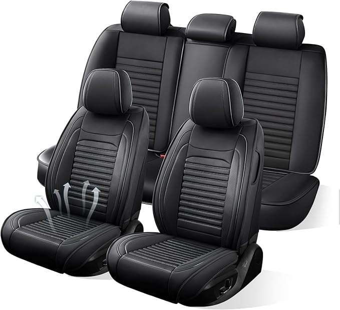 Car Seat Covers Full Set Fit for Toyota 4Runner 2001-2026, Premium Faux Leather Car Seat Protectors,Breathable Anti-Slip Full Wrapping Edge Seat Covers(Black,Full Set)