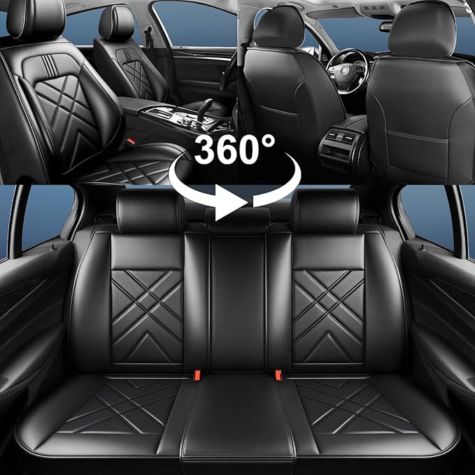 CX-90 Car Seat Covers Custom Fit for Mazda CX-90 2007-2026, Full Coverage Premium Leather Waterproof Breathable Seat Covers, Automotive Seat Protectors, Airbag Compatible(5 Seats, Black Gray)