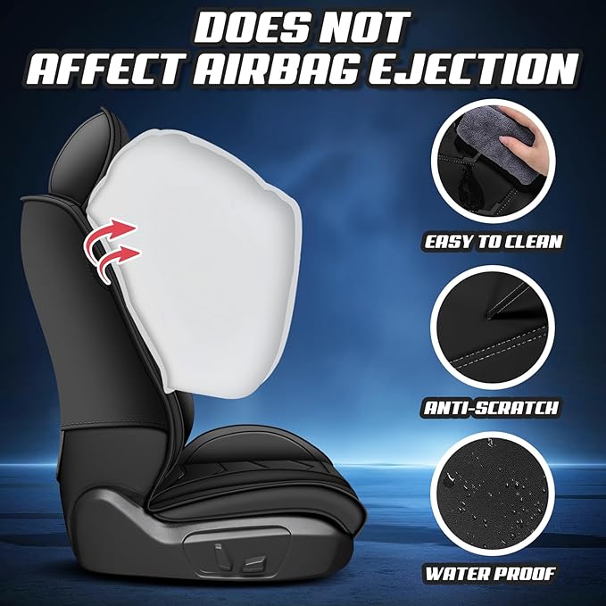Car Seat Covers for Lexus ES 350 2007-2025, Premium Nappa Leather Car Seat Cover, Stylish Sport Seat Covers， Automobile Seat Cover Sets.(Standard 2 Seats/Pure Black)