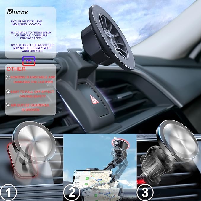 Nissan Murano Phone Mount for MagSafe, Exclusive Fit for Nissan Murano 2015-2024, Fit for MagSafe iPhone 16/15/14/13/12/Mini Series, Super-Strong Magnet for Air Vent Nissan Murano Accessories