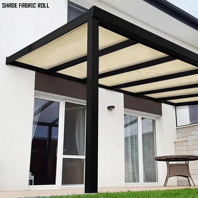 TANG Sun Shade Fabric Roll 8'x17' Shade Cloth for Garden Beige HDPE Mesh Shading Pergola Cover Replacement Canopy, 95% Blockage Sunshades for Outdoor Patio Backyard Plant