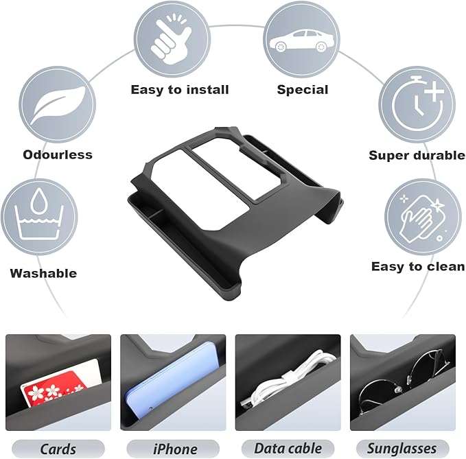 SKTU 2PCS for 2026 Toyota RAV4 Center Console Organizer for 2026+ Toyota RAV4 (LE/SE/XLE Premium/Woodland/XSE/Limited) Console Tray & Gear Shift Panel 2026 RAV4 Accessories Passenger Side Storage Box