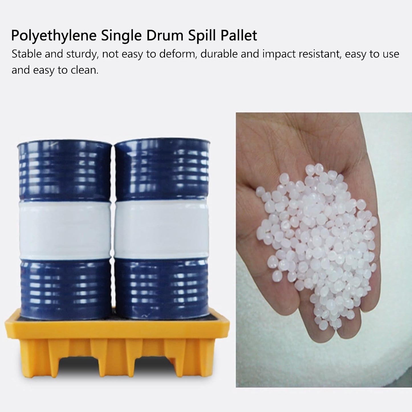 2 Drum Containment Spill Pallet, Polyethylene Low Profile Paint Bucket Tray, Industrial Garage Storage Detachable Shipping Leakproof Platform (Color : Yellow-1 Pack, Size : 20.9"x16.1"x4.7"