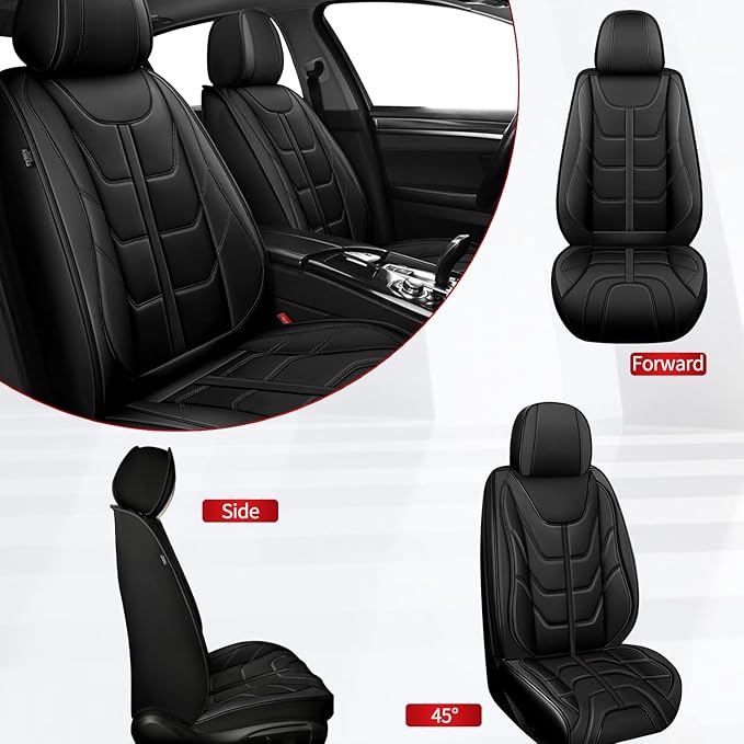 TTX LIGHTING Car Seat Covers fit for Lexus RX 350 2007-2026 Front Seat: Premium Leather Automotive Seat Cover with Airbag Compatible Waterproof (2 Seats, Black)
