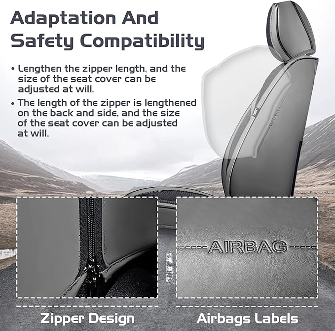 Truck Seat Covers for Ford F350 2011-2026, Waterproof Premium Leather Full Coverage Car Seat Cover, Muscle Sport Style Auto Interior Seat Cover Sets (Full Set/Gray Black)