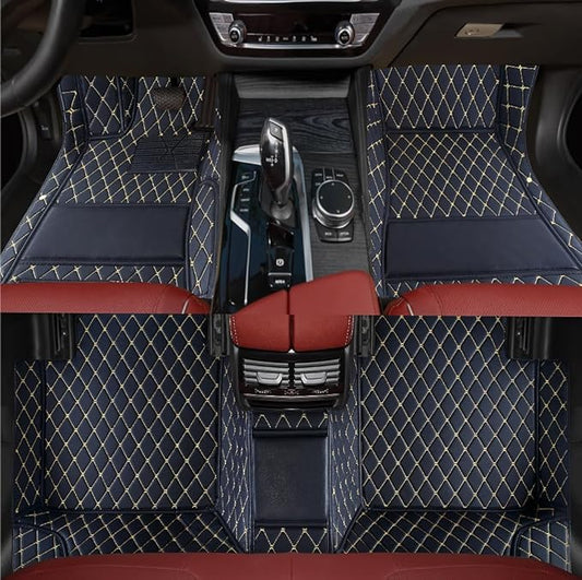 Custom Personalized Floor Mats for Cars，Luxury Full Coverage All Weather Car Floor Mats，Anti-Slip Leather Car Mat Set ，Custom Floor Mats for 99% of Cars, Trucks & SUVs (Black Yellow)