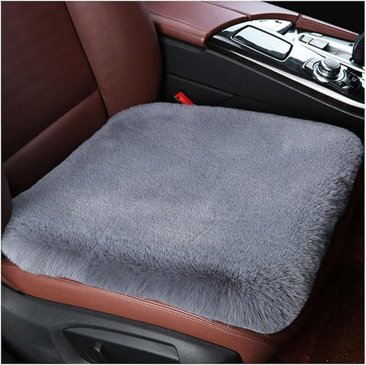 Sheepskin Car Seat Cushion, Comfortable Soft Fur Wool Auto Front Seat Cover, Vehicle Seat Protector Pad for Warm Winter Office Chair, Universal Decor Car Accessories (Gray)