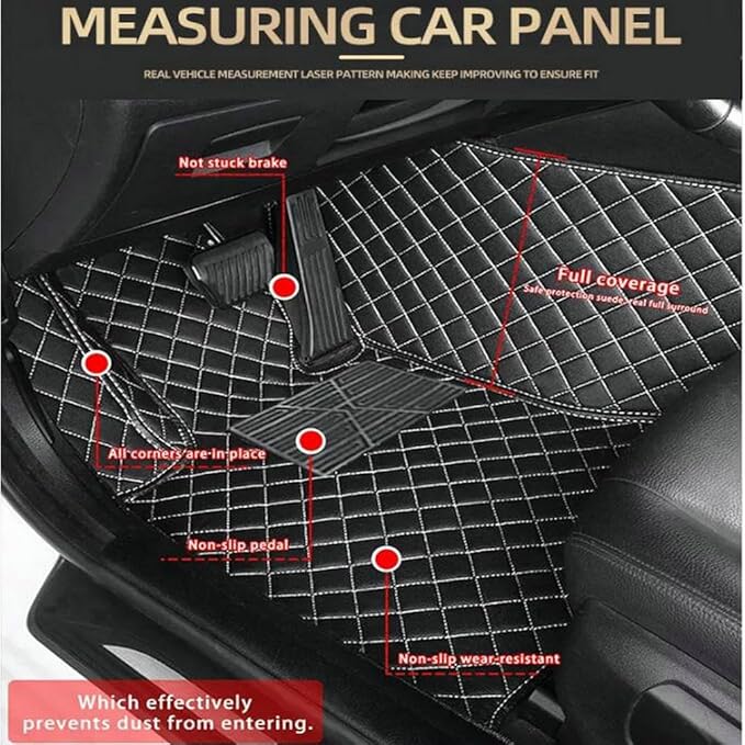 TREGOO All Weather Car Mats Custom Fit Non Slip Floor Mats for 1998-2025 Cars Personalized Leather Protection Pads Suitable for Men Women (White)