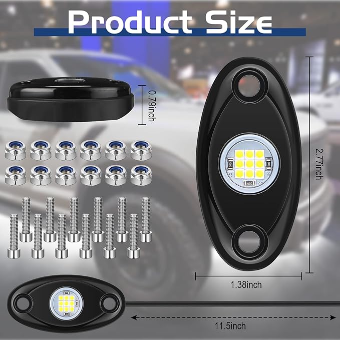 Treela 20 Pods Rock Lights Pure Ambient Underglow Lights for Car SUV Waterproof Neon Trail Rig LED Lamp Lighting for Truck Motorcycle ATV UTV(White)