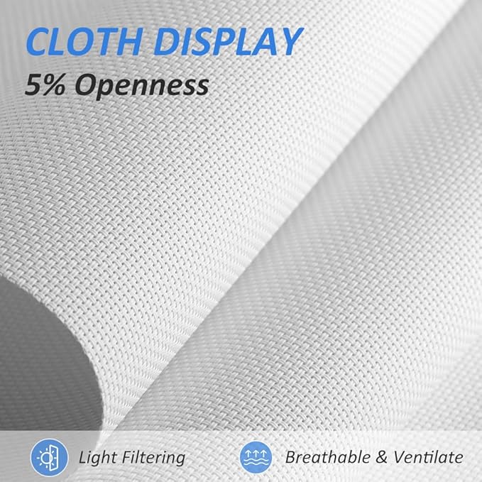 LUCKUP Light Filtering Roller Shades for Windows, Cordless Semi Sheer Solar Blinds with 5% Openness Free-Stop Window Shades for Home & Office, White 30" W x 72" L