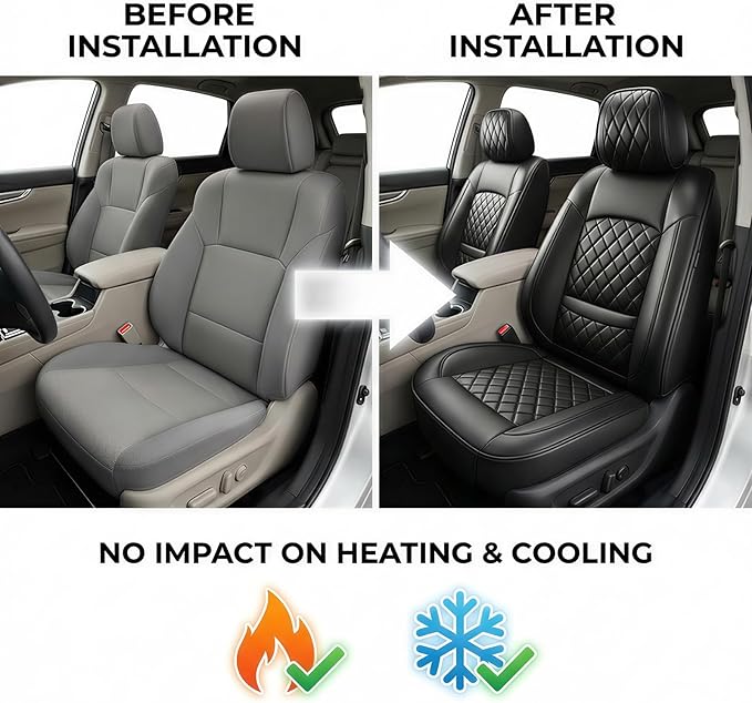 Fit Ioniq Car Seat Covers for Hyundai Ioniq 2017-2026 - Premium Leather, Waterproof, All-Weather, Airbag Compatible, Anti-Slip, Breathable, Easy Install, Seat Protectors, Full Set, Black