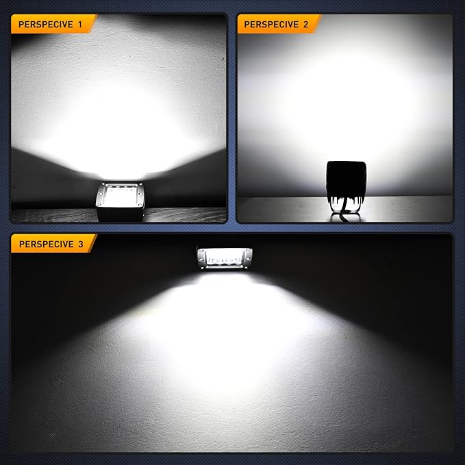 Nilight 4PCS LED Pods 3Inch 42W LED Cubes Upgraded Spot Flood Combo Driving Backup Reverse Light Bar w/Off Road Wiring Harness Kit -4 Leads for Pickup Car Trucks ATV UTV SUV, 2 Years Warranty