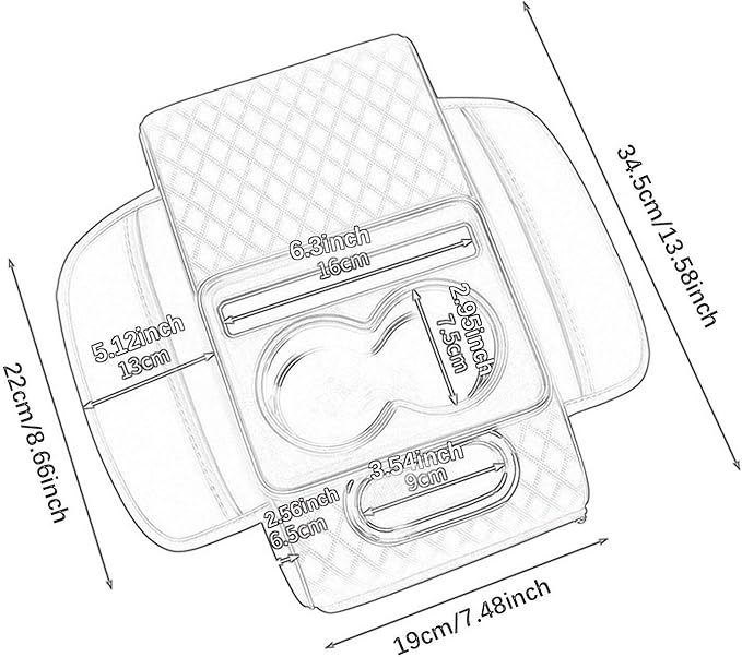 Car Center Console Pad PU Leather Armrest Organizer with Tissue Box Slot for Vehicles, Style K