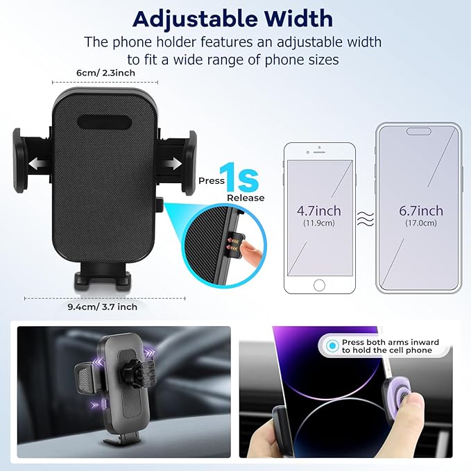 Car Phone Holder Fit for 2021-2024 Toyota Camry 7-inch Screen with Dashboard Organizer Cell Phone Mount Holders Fit for Camry Accessaries Fixed Clip Hands-Free &360°Rotation(Not Fit 9 inch)